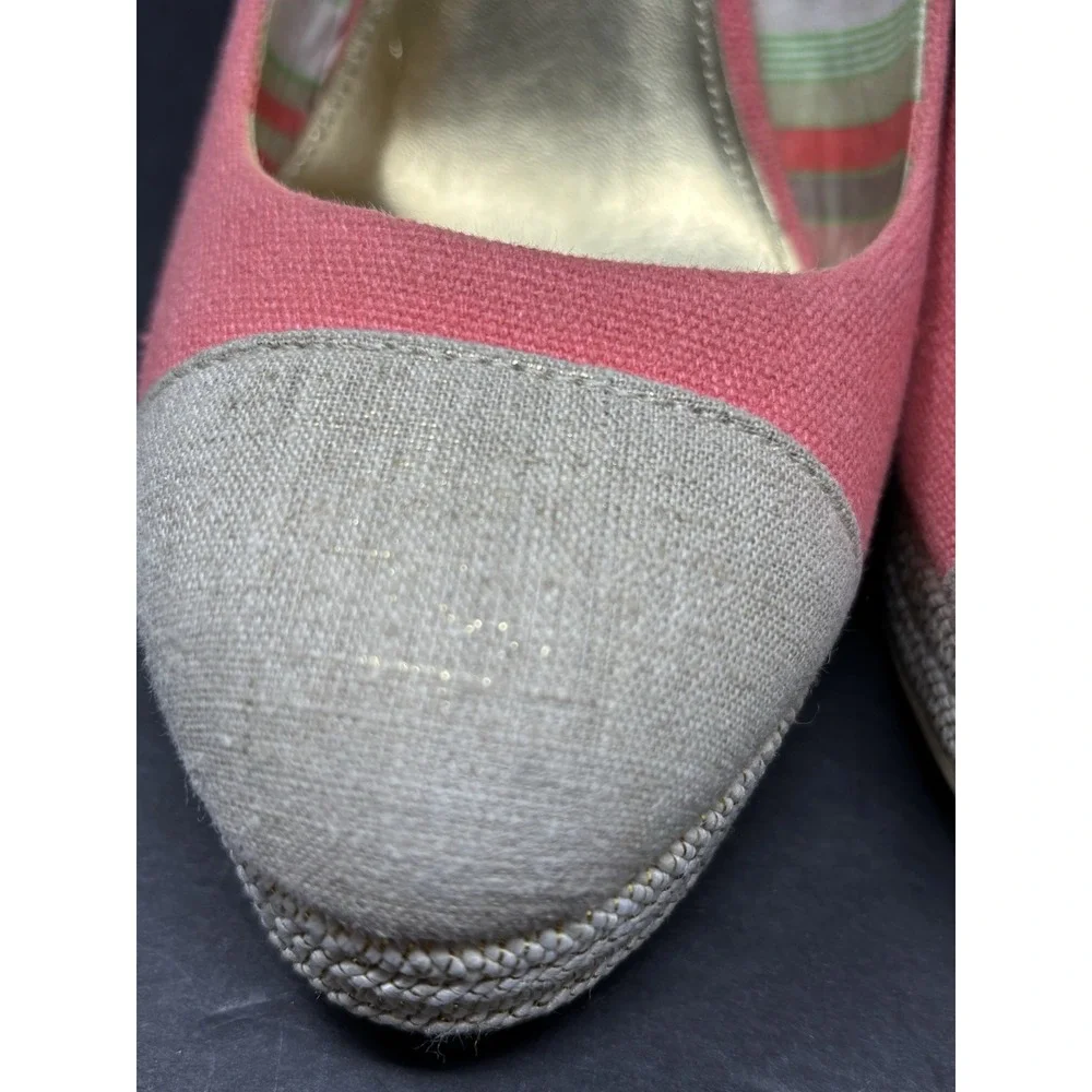 The Webster Miami At Target Pink Canvas Espadrille Wedge‎ Size 7.5